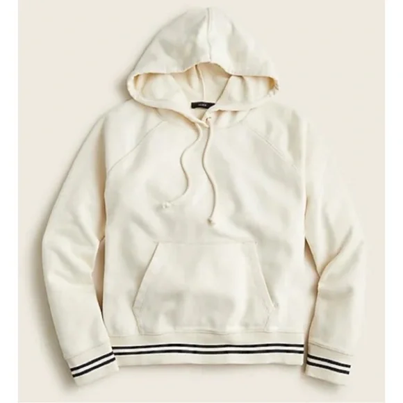 J.CREWUniversity Terry Hoodie & Jogger Set in Natural Striped Cuffs, Size S